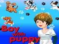 Jongen met puppy om online te spelen